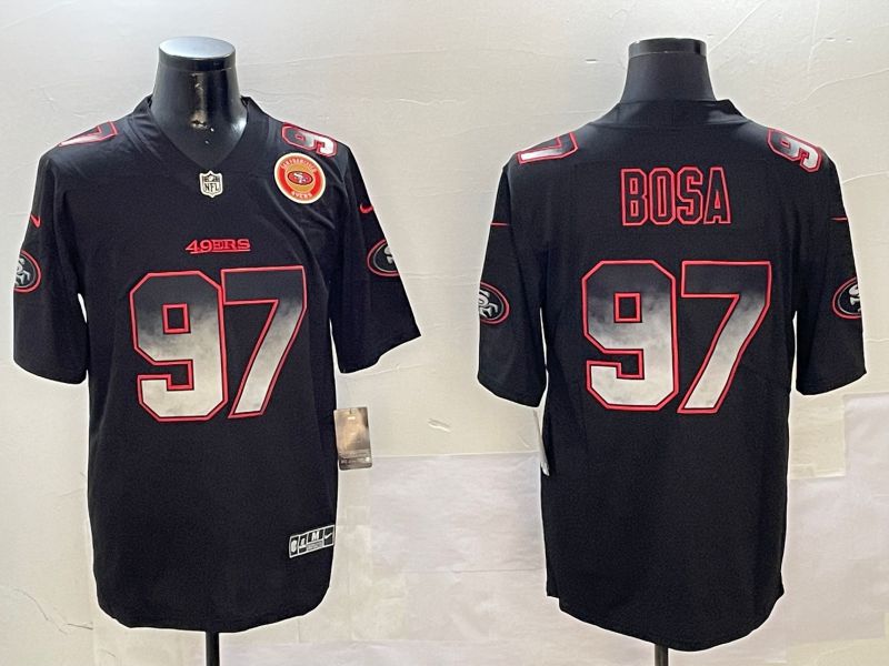 Men San Francisco 49ers 97 Bosa Black Nike Smoke Fashion 2024 Limited NFL Jersey style 6